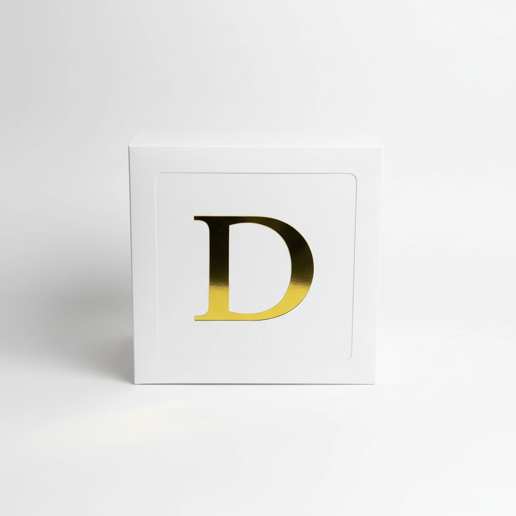 Wit Papieren Doosje met Gouden Letter D