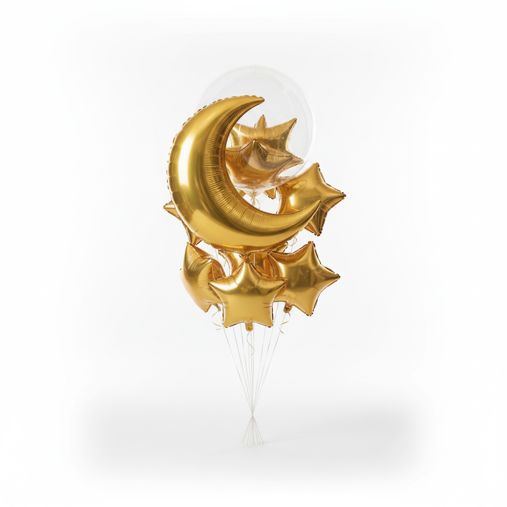 Maan en ster ballonnen met witte achtergrond